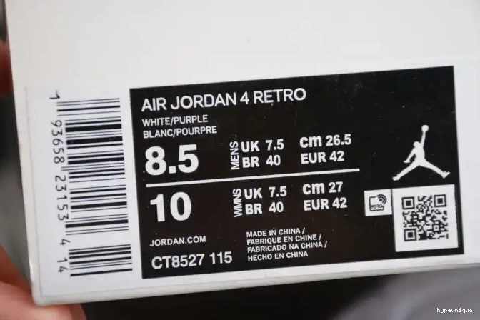 HYPE Purple 4 Court Jordan Air CT8527-115 0426
